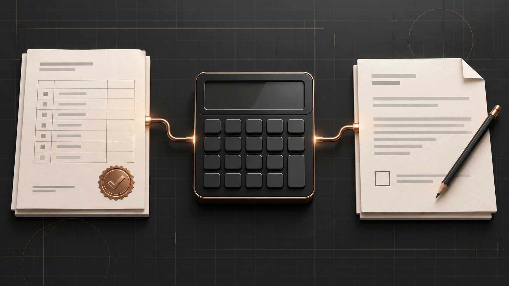 An approved rate sheet connects through a calculator to a quotation draft with a review checkbox.